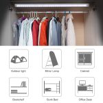 Wardrobe LED light illuminating hanging clothes