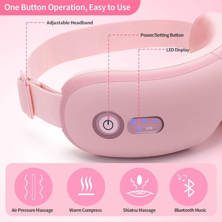 Pink electric eye massager with adjustable headband