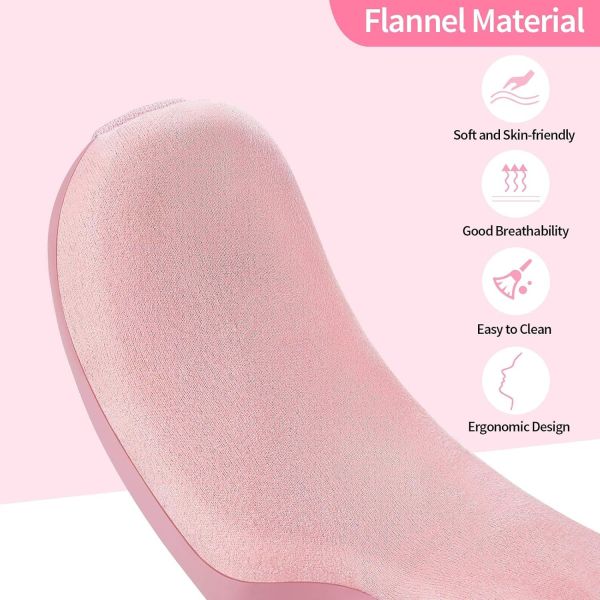 eye massager with heat, vibration and warm compress, smart sleeping eyes mask with bluetooth can connect with phone for music,gift for mother's day Pink flannel ergonomic cushion close-up