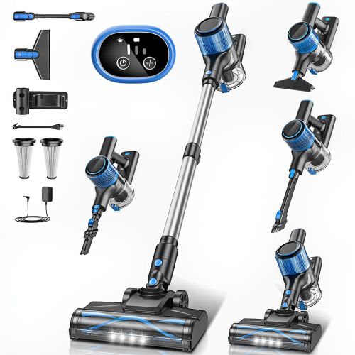 Cordless stick vacuum with attachments and LED head