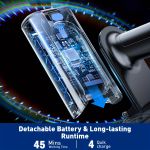 cordless vacuum cleaner, 8 in 1 powerful suction lightweight vacuum cleaner for home, led display, 3 suction modes, 55kpa powerful suction,45mins detachable battery vacuum for hard floor carpet pet hair Transparent detachable battery with visible internal circuitry