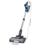 cordless vacuum cleaner, 8 in 1 powerful suction lightweight vacuum cleaner for home, led display, 3 suction modes, 55kpa powerful suction,45mins detachable battery vacuum for hard floor carpet pet hair Cordless stick vacuum with dimensions labelled