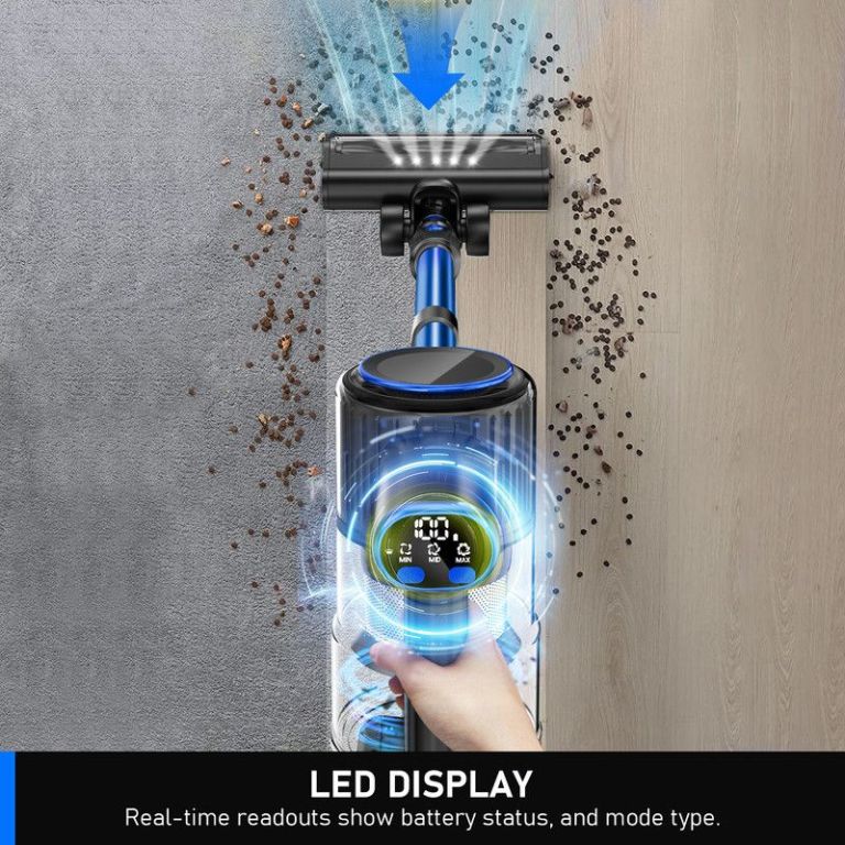 Cordless vacuum with LED display cleaning floor