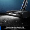 cordless vacuum cleaner, 55kpa/8 in 1 powerful suction lightweight vacuum cleaner for home, led display, 3 suction modes, 45mins detachable battery vacuum for hard floor carpet pet hair Vacuum head with LED lights illuminating debris