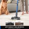 cordless vacuum cleaner, 55kpa/8 in 1 powerful suction lightweight vacuum cleaner for home, led display, 3 suction modes, 45mins detachable battery vacuum for hard floor carpet pet hair Vacuum cleaning carpet beside golden retriever