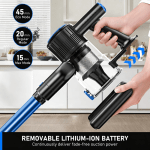 Cordless vacuum with removable lithium-ion battery pack