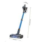 Cordless stick vacuum with dimensions and LED head