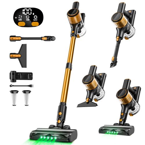 Cordless stick vacuum with attachments and LED head