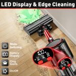 Cordless vacuum with LED lights cleaning floor edge