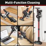 Multi-function cordless stick vacuum cleaning various surfaces