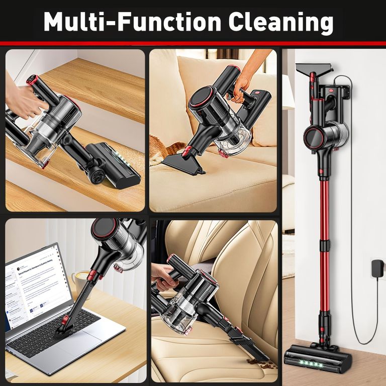 Multi-function cordless stick vacuum cleaning various surfaces