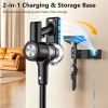 cordless vacuum cleaner, 55kpa/55mins vacuum cleaners for home. self standing stick vacuum with rechargeable dock,led display & anti tangle,lightweight rechargeable vacuum for carpet,floor Wall-mounted cordless vacuum charging and storage base