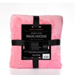 royal comfort snug hoodie nightwear super soft reversible coral fleece 750gsm pink Pink plush snug hoodie blanket folded with label
