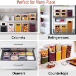 Clear labelled food containers in kitchen storage spaces