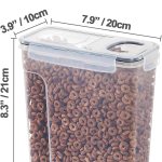 carla home airtight cereal storage containers bpa free food dispensers with pouring lids for pantry & kitchen (4 pack 2,5l) Clear cereal storage container with labelled dimensions