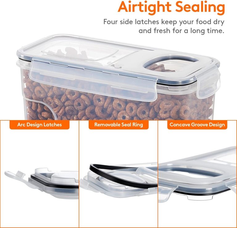 carla home airtight cereal storage containers bpa free food dispensers with pouring lids for pantry & kitchen (4 pack 2,5l) Airtight plastic food container with locking lid