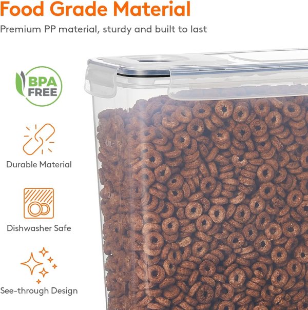 carla home airtight cereal storage containers bpa free food dispensers with pouring lids for pantry & kitchen (4 pack 2,5l) Clear BPA-free cereal storage container with lid
