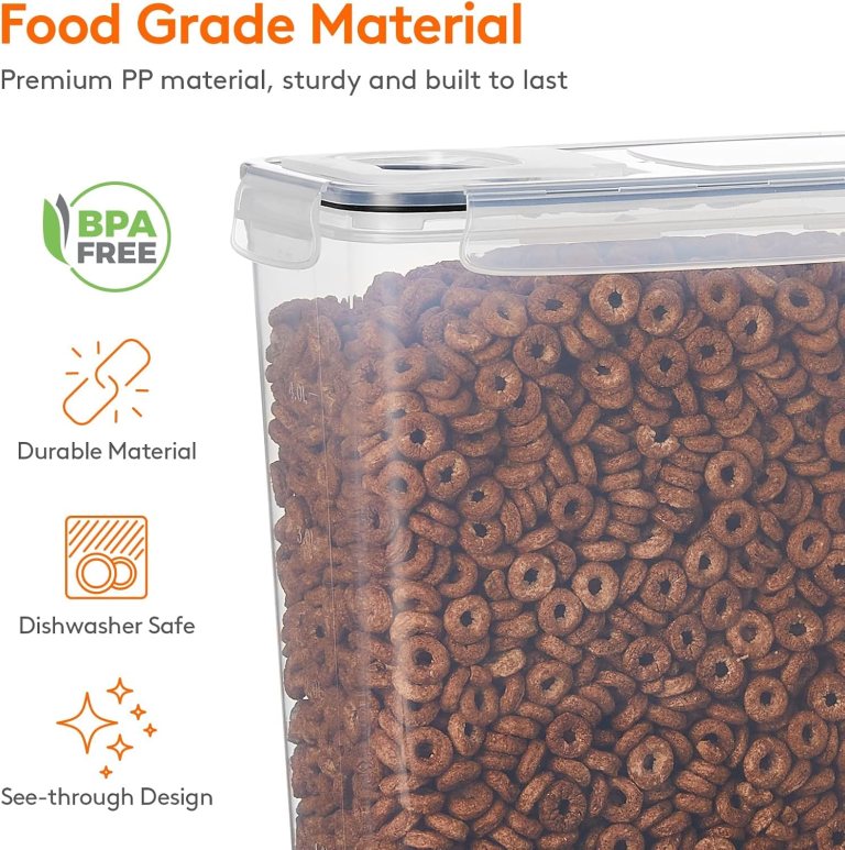carla home airtight cereal storage containers bpa free food dispensers with pouring lids for pantry & kitchen (4 pack 2,5l) Clear BPA-free cereal storage container with lid
