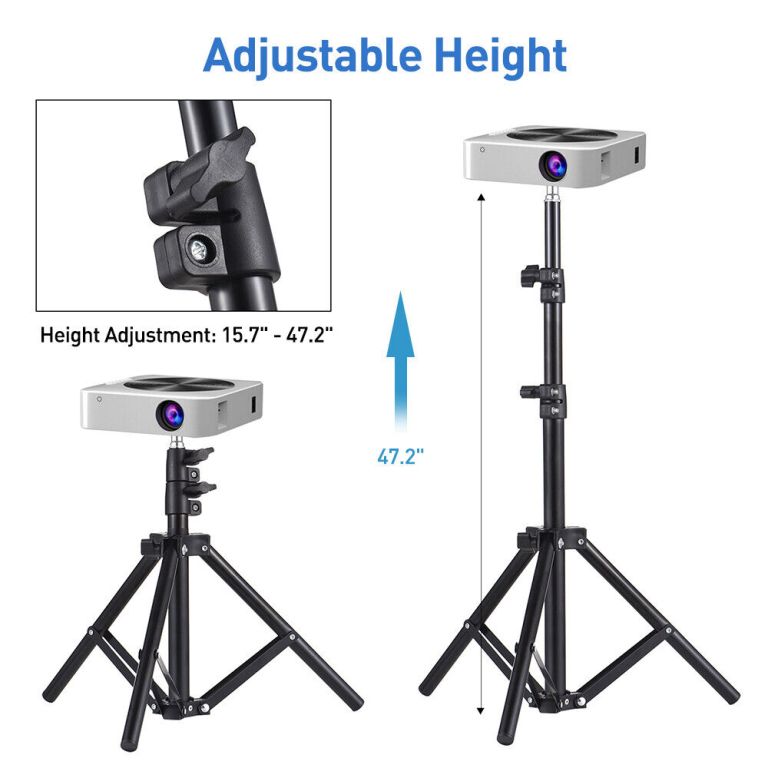 Adjustable projector tripod stand with height range