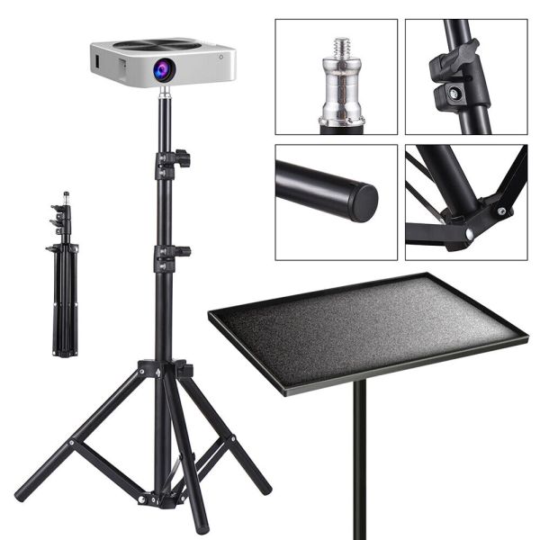 Adjustable projector tripod stand with mounting tray