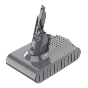 Grey cordless vacuum battery pack on white background