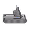Cordless vacuum battery on charging dock