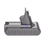 Cordless vacuum battery on charging dock