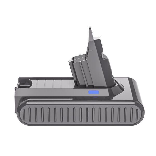 Cordless vacuum battery on charging dock