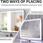 hollywood led makeup mirror with smart touch control and 3 colors dimmable light (72 x 56 cm) LED mirror wall-mounted and desktop placement options