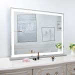 hollywood led makeup mirror with smart touch control and 3 colors dimmable light (72 x 56 cm) Illuminated vanity mirror with cosmetics on dresser