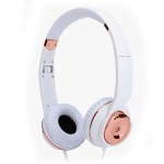 White and rose gold over-ear headphones