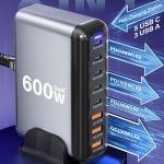 600W GaN desktop charging station with multiple USB ports
