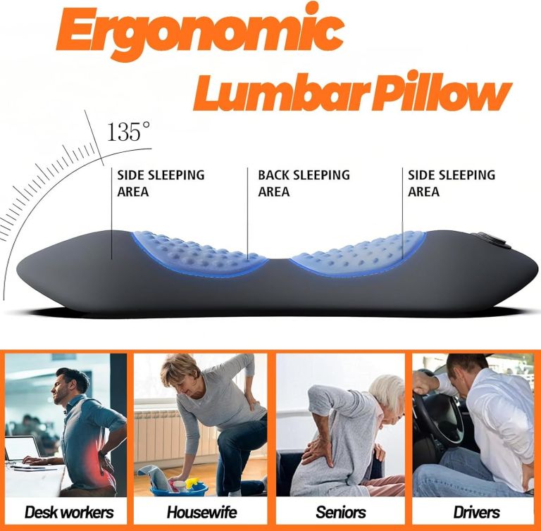 Ergonomic lumbar pillow with side and back support