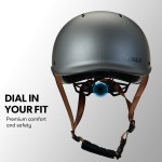 valk retro bike helmet, 56 61cm s, m, l universal dial fit system, charcoal Matte grey helmet with adjustable dial fit system