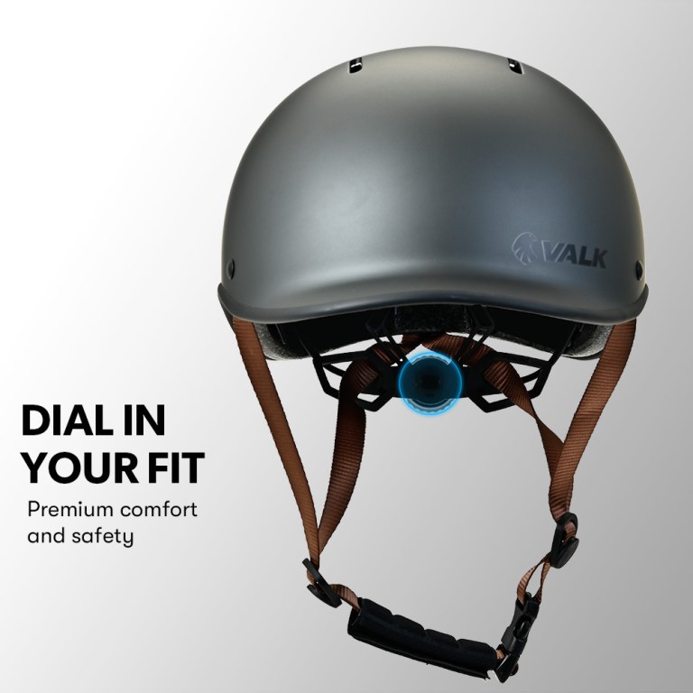 valk retro bike helmet, 56 61cm s, m, l universal dial fit system, charcoal Matte grey helmet with adjustable dial fit system