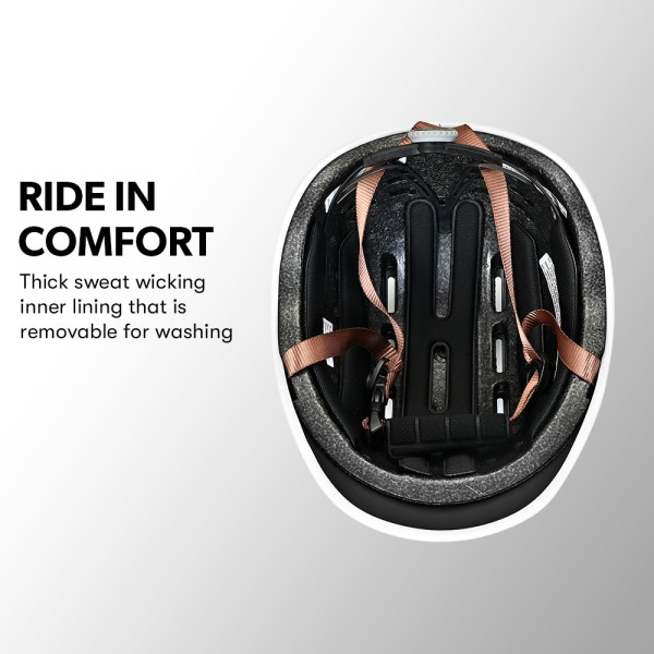 valk retro bike helmet, 56 61cm s, m, l universal dial fit system, jet black Interior of bike helmet with removable lining
