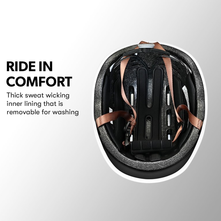 valk retro bike helmet, 56 61cm s, m, l universal dial fit system, jet black Interior of bike helmet with removable lining