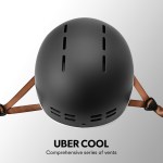 valk retro bike helmet, 56 61cm s, m, l universal dial fit system, jet black Matte black helmet with rear ventilation vents