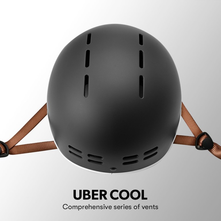 valk retro bike helmet, 56 61cm s, m, l universal dial fit system, jet black Matte black helmet with rear ventilation vents