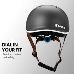valk retro bike helmet, 56 61cm s, m, l universal dial fit system, jet black Black VALK bike helmet with adjustable dial fit