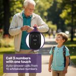 equipmed gps fall detection emergency bracelet with sos button, for seniors, 2 way calling, location tracking, speed dial, iphone and android compatible Grandfather and grandson with SOS smartwatch outdoors