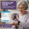 equipmed gps fall detection emergency bracelet with sos button, for seniors, 2 way calling, location tracking, speed dial, iphone and android compatible Elderly woman using smartwatch with call management app