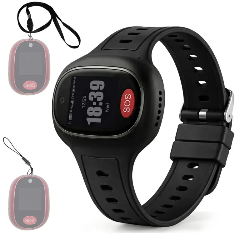 v219 helpmamhpd8a 00.webp Black smartwatch and pink SOS emergency pendants