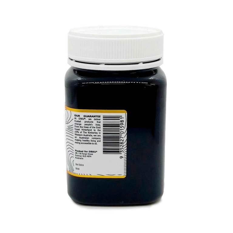 Dark supplement bottle with white screw cap