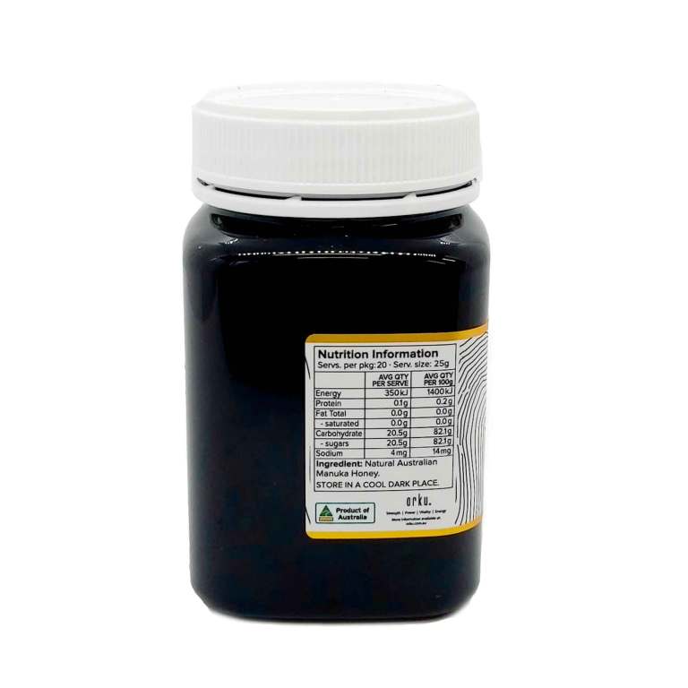 Jar of Australian Manuka honey with white lid