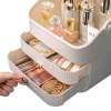 makeup display case organiser cosmetic storage jewellery portable vanity Two-tier makeup organiser with perfumes and drawer