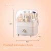 makeup display case organiser cosmetic storage jewellery portable vanity Cream cosmetic organiser with clear lid and gold accents