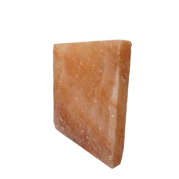 himalayan pink salt cooking block 21 x 21 x 3cm square slab tile Rectangular Himalayan salt tile on white background