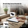 Slim drawing board with folding stand and clip