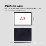 A3 light pad with dimensions labelled